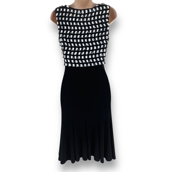 Size 4 JOSEPH RIBKOFF BLACK & WHITE FLARE DRESS Wedding Special‎ Occasion Party - Picture 4 of 6